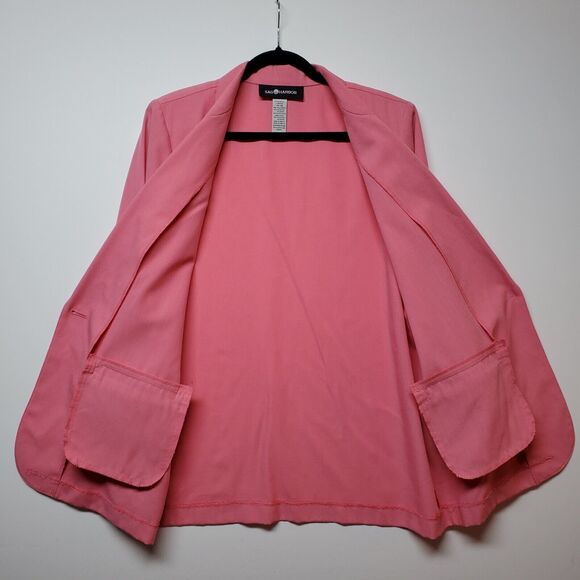 Vtg Sag Harbor Women's 14 Blazer Salmon Square Pockets Collar 1 Button Closure - Picture 3 of 16